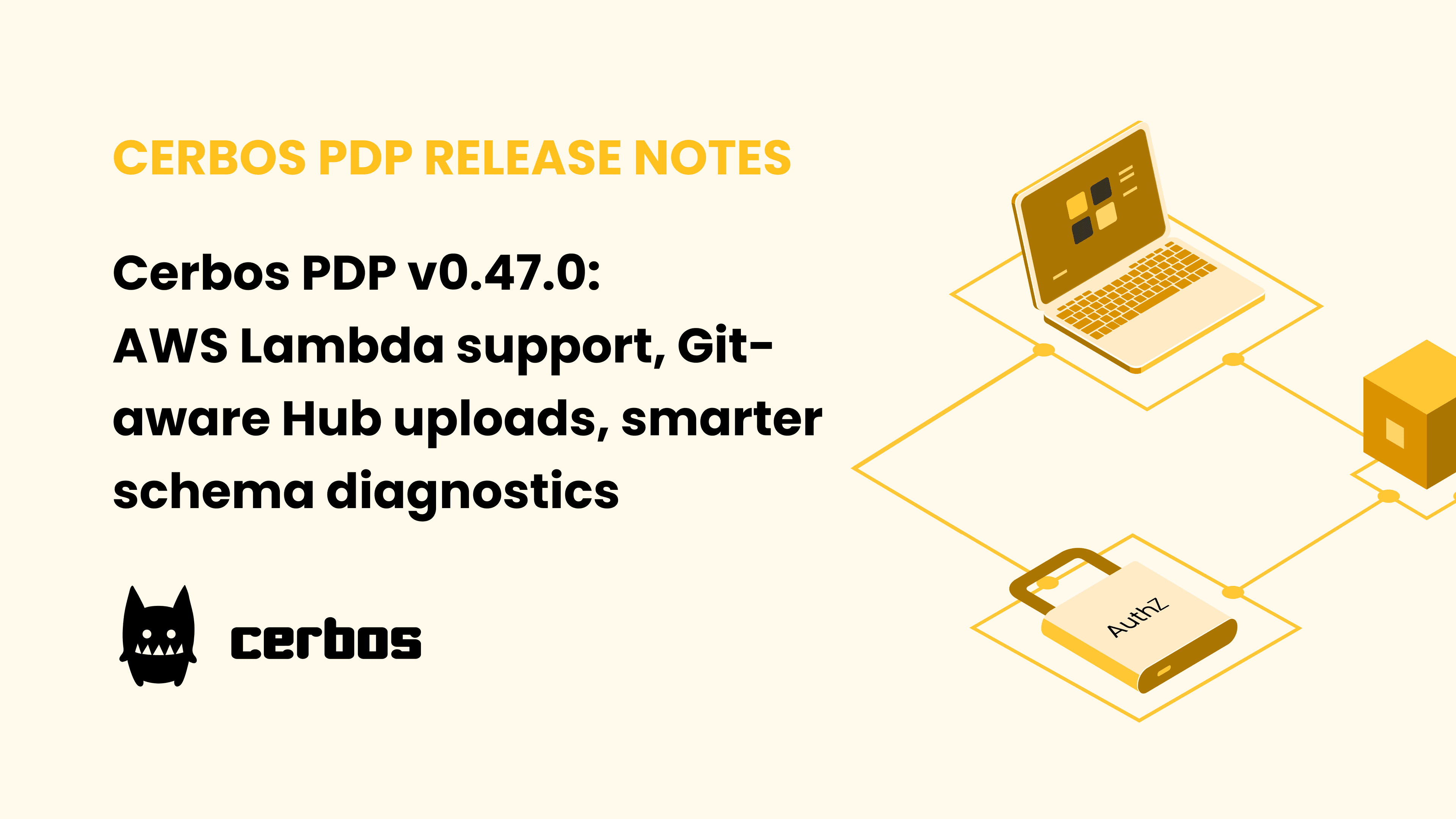 Cerbos PDP v0.47.0: AWS Lambda support, Git-aware Hub uploads, and smarter schema diagnostics